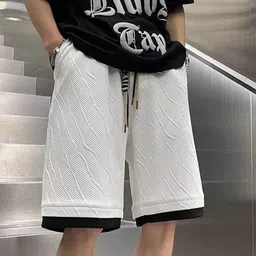 KPOP Men Typography Printed Relaxed Fit Cotton Shorts image 5