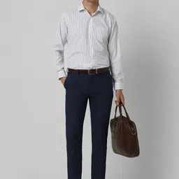 Van Heusen Men Regular Fit Spread Collar Vertical Striped Cotton Formal Shirt image 2