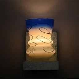 1ST TIME Blue & Blue Textured Wood Contemporary Abstract Shaped Shaped Wall Lamp image 4