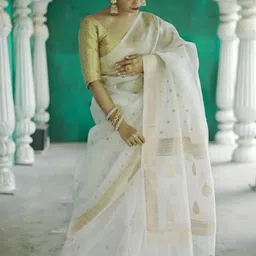 FINFOL Woven Design Zari Linen Blend Handloom Saree-image-40