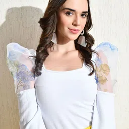 IUGA Women Square Neck Puff Sleeves Top-image-25