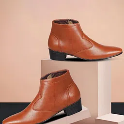 Bxxy Men Textured Mid Top Height Increasing Formal Boots-picture-23