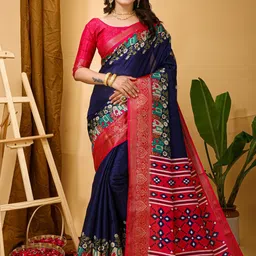 SHOPLANCE Ethnic Motifs Zari Heavy Work Saree image 2