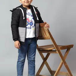 BAESD Boys Colourblocked Crop Padded Jacket with Patchwork image 4