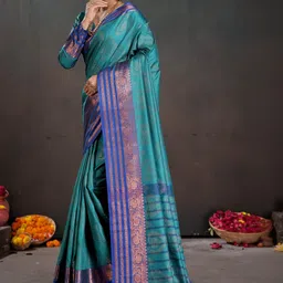 Mitera Woven Design Zari Silk Blend Banarasi Saree image 4