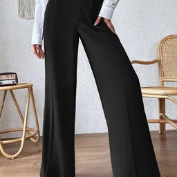 Kotty Women Relaxed Straight Leg High-Rise Easy Wash Parallel Trouser-image-81