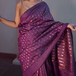 CaniBani Woven Design Zari Silk Blend Handloom Banarasi Saree image 3