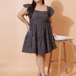 U&F Beyond Floral Print Ruffled Fit & Flare Dress image 1