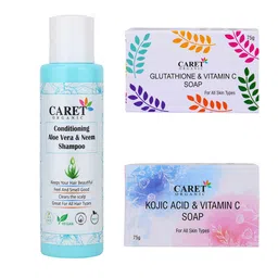 CARET ORGANIC Aloe vera Shampoo, Vitamin C & Glutathione Soap Combo-picture-20
