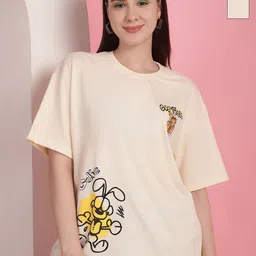 Tromko Women Pack of 2 Garfield Graphic Printed Round Neck Cotton Oversized T-shirts-picture-23