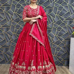 Jogmaya Fashion Embroidered Semi-Stitched Lehenga & Unstitched Blouse With Dupatta-picture-17