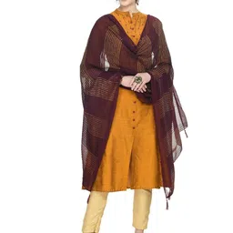 A R SILK DUPATTA HUB Woven Design Leheriya Dupatta with Zari image 2