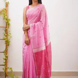 Cotify Ethnic Motifs Embroidered Linen Blend Handloom Saree image 2