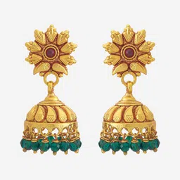 Kushal's Fashion Jewellery 92.5 Pure Silver Gold-Plated Dome Shaped Jhumkas Earrings image 2
