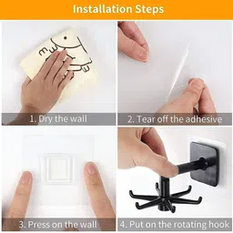 upkaranwale 2Pcs Black & White Adhesive Wall Hooks image 2