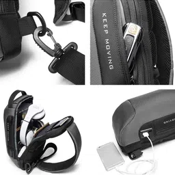 BANGE Unisex Textured Padded Crossbody Backpack image 3