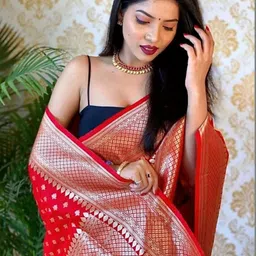 CaniBani Woven Design Zari Silk Blend Banarasi Saree image 3