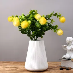 TAYHAA Snowfall Fluted White Striped Ceramic Flower Vase-picture-29