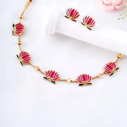 89 Eighty Nine Gold-Plated Enamelled Antique Necklace With Earrings image 4