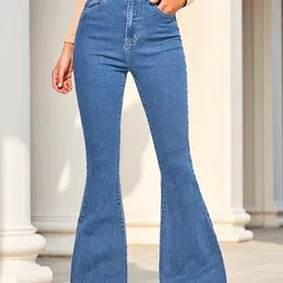 DressBerry Women Blue Bootilicious Flared High-Rise Light Fade Stretchable Jeans-picture-34