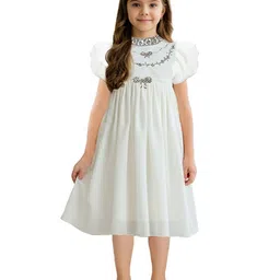 Alyaansh Couture Girls Puff Sleeves Fit & Flare Dress-picture-30