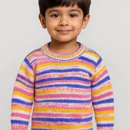 WINDROP SOLUTIONS Kids Striped Round Neck Woollen Sweater-picture-14