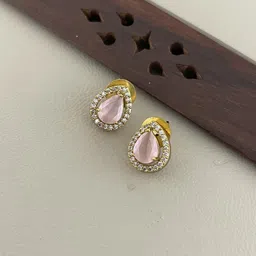 FIRST TOUCH Pink Stone-Studded Gold-Plated Jewellery Set image 5