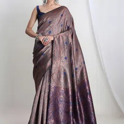 THREAD BOX Ethnic Motifs Zari Silk Blend Banarasi Saree-picture-13