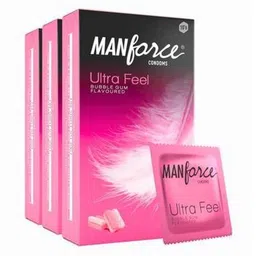 Manforce Set Of 3 Ultra Feel Condoms - 10 Pcs Each - Bubblegum Flavour-picture-36