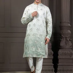 EKYAA Men Floral Printed Thread Work Kurta-picture-12