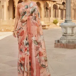 ZAMUNA Floral Pure Georgette Bhagalpuri Saree-picture-52