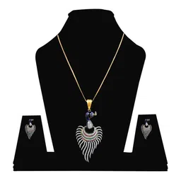 Sitashi Gold-Plated Alloy American Diamond Pendant & Earrings-picture-38