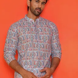 Anouk Men Floral Embroidered Regular Pure Cotton Kurta with Pyjamas image 4