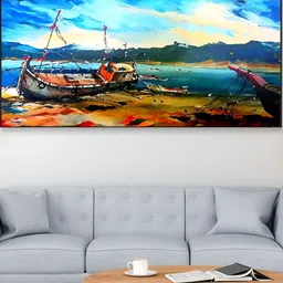 DEKORSTATION Blue & White Painted Wooden Wall Art-image-89