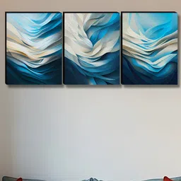 Myntra Elegant Homes Blue & White 3 Pieces Abstract Wall Art-picture-15