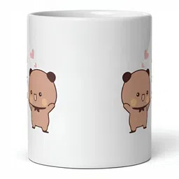 Mr UVD White & Brown Cartoon Characters Printed Ceramic Mug 350 ml image 3