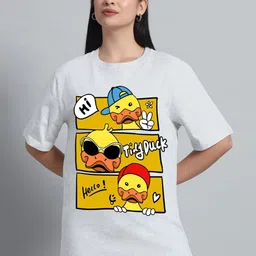 N1F FASHION Women Graphic Printed Round Neck Cotton Oversized T-shirt-image-14