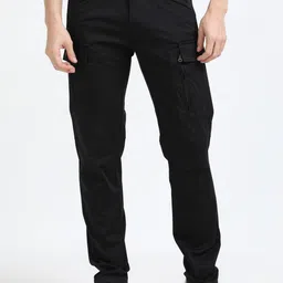 NEVER NEUD Men Relaxed Cargos Trousers-image-67