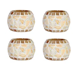 Somil Vibrant Multicolor Glass Candle Holder Add A Touch Of Magic To Diwali, Parties & Candlelight Dinners, Size-9.5 X 9.5 X 7 Cm Pack OF 4-picture-15
