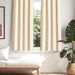 Home Centre Ashley Off White 2 Pieces Striped Cotton Room Darkening Window Curtains-picture-31