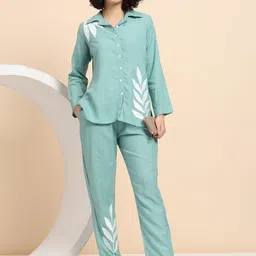 TROPWEAR Floral Printed Shirt Collar Shirt With Trousers-image-4