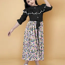 YK Embellished Print Crepe Fit & Flare Midi Dress image 2