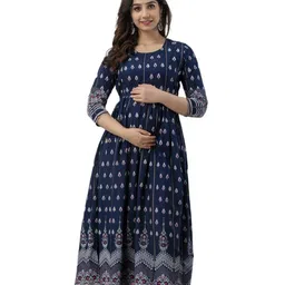 DEVEK Floral Maternity Fit & Flare Maxi Dress-picture-14