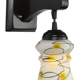 1ST TIME Yellow & White Printed Wood Contemporary Abstract Shaped Shaped Wall Lamp-picture-37