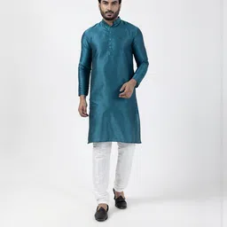 PulseIQ Men Teal Kurtas-image-84
