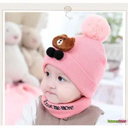 Syga Knitted Pom Pom Cap With Neckwear - Pink image 5