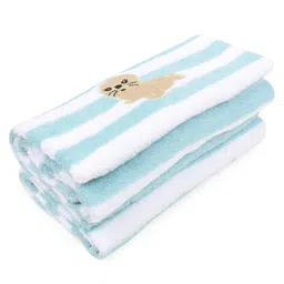 My Milestones Luxe Plush Hand Towel Modern Stripes Set 2 Pc- Aqua Blue White image 5