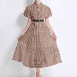 JC Collection Women Geometric Self Design Belted A-Line Midi Dress-picture-48