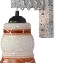 1ST TIME Brown & White Textured Wood Contemporary Wall Lamp image 2