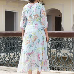 YASH GALLERY Floral Print Georgette A-Line Maxi Dress image 5